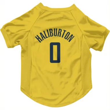 Gold Indiana Pacers Tyrese Haliburton   Dog & Cat Pet Jersey